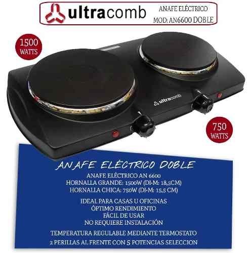 Anafe Eléctrico Ultracomb 8800 Dos Hornallas 1500w + 750 W