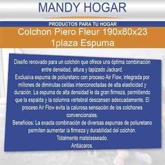 Colchón Piero Fleur 190 X 80 Una Plaza Espuma - Mandy Hogar