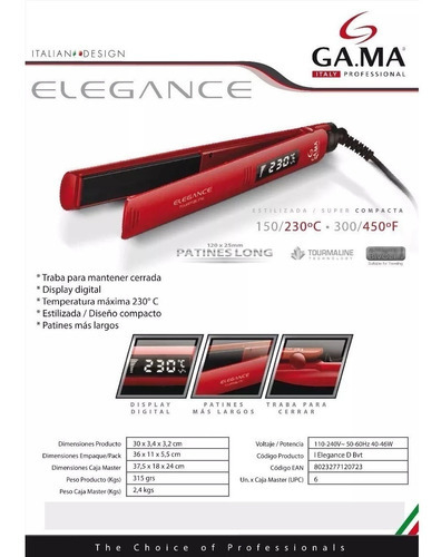 Planchita De Pelo Gama Elegance Digital 230°c
