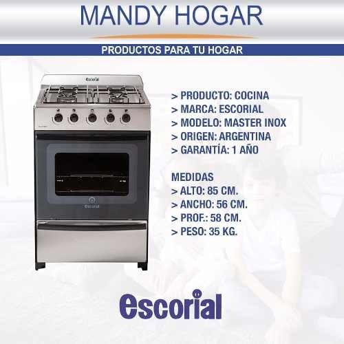 Cocina Escorial Master Multigas Acero Inoxidable Oferta!!!