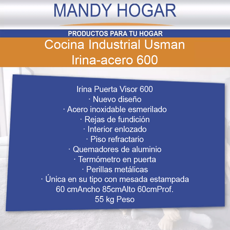 Cocina Usman Irina 600 4 Hornallas 60 Cm Ind.-mandy Hogar