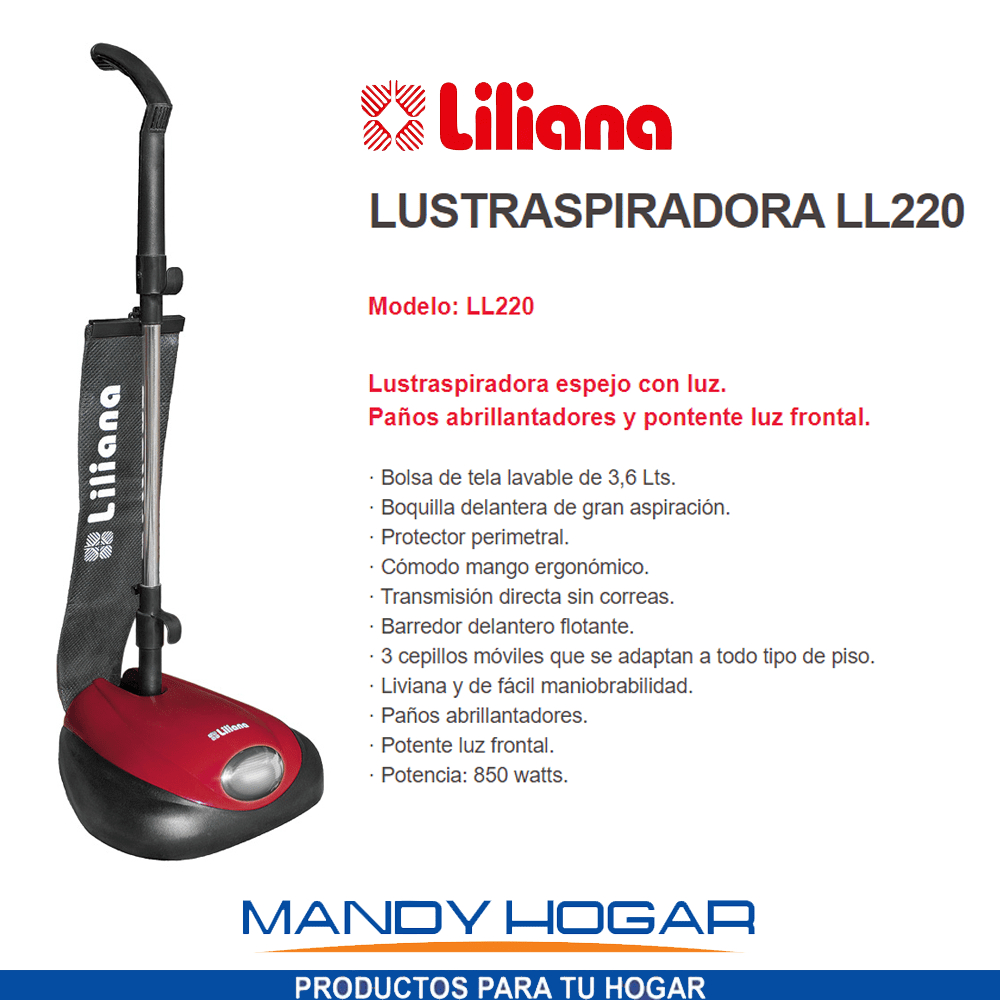 Lustraspiradora Enceradora C/luz Y Paño Lll220 Liliana