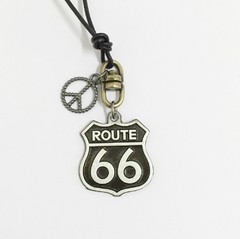 Colar Masculino pingentes Route 66 e símbolo da paz