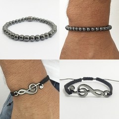 Kit 3 pulseiras masculinas Couro Caveira - loja online