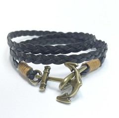 Kit colar 4 pulseiras masculinas couro - loja online