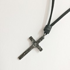 Imagem do Colar Masculino Couro Crucifixo (1 unidade)