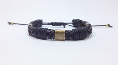 Kit 3 pulseiras masculinas couro corrente onix na internet