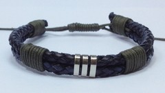 Kit 3 pulseiras masculinas couro e onix love - loja online