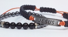 Kit 2 pulseiras masculinas shambala Jesus e Onix - loja online
