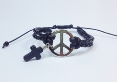 Pulseira símbolo paz pingente crucifixo na internet