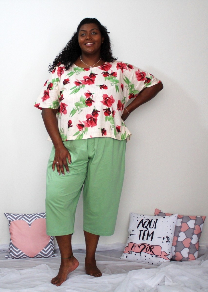 Pijama Plus Size em Malha de Algodão