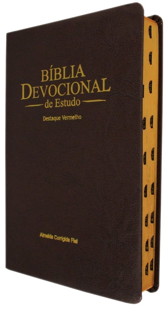 Biblia devocional de estudo - capa luxo café