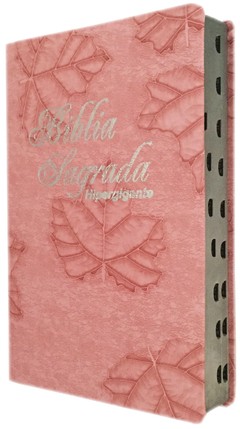 Bíblia letra hipergigante - capa luxo rosa folha