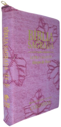 Bíblia letra gigante com harpa - capa com zíper lilás folha