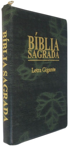 Bíblia letra gigante - capa com zíper verde folha