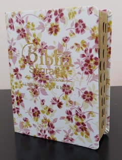 Bíblia média com harpa - capa luxo floral rosa - comprar online