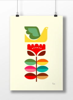 La Paloma - Serie Aves y Flores - Punto Eme Arte Impreso