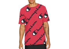 Champion Heritage All Over Script White T-Shirt Red en internet