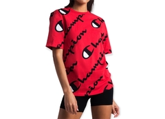 Champion Heritage All Over Script White T-Shirt Red - comprar online