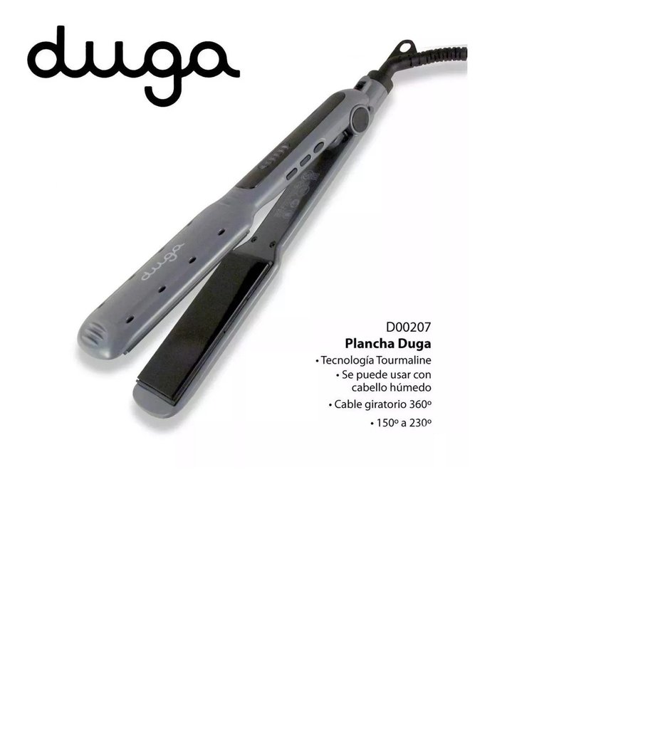 PLANCHA PARA CABELLO HUMEDO Y SECO DE ALTA TEMPERATURA 230°C MARCA DUGA  MODELO SW207
