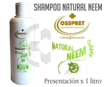 Shampoo Repelente NATURAL NEEM marca Osspret por 1000 ml Perro Gato