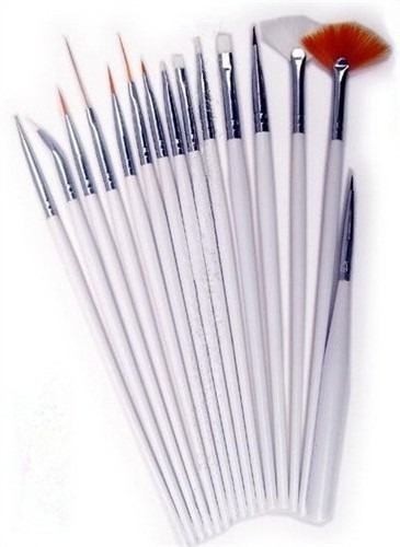 set de 15 pinceles diferentes para decorar unas