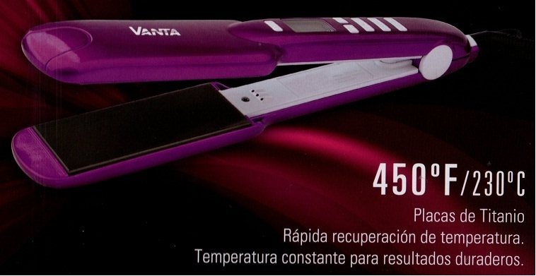PLANCHA MARCA VANTA MODELO TITANIUM DE ALTA TEMPERATURA 230°C * CON  REGULACION