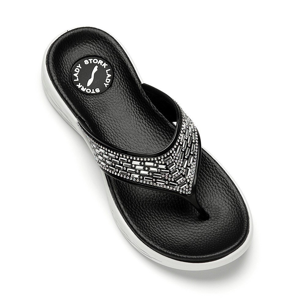 Ojota Lady Stork Turquesa Negra Plata - Montella