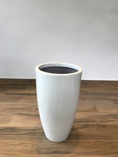 Vaso esmaltado 60x34cm - Branco off-white - Cristal Garden