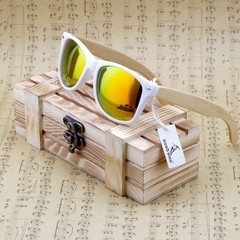 Óculos de sol Bobobird retangular armação em madeira de bambu lentes polarizadas Frete Grátis
