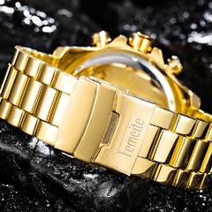 Relógio Luxo Dourado Mostrador Grande à prova d´água na internet
