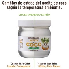 Aceite De Coco Virgen God Bless You 500 ml - Prensada En Frío - tienda online