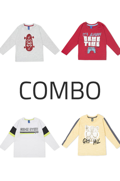4 Remeras manga larga - Kids Boys (Combo 38)