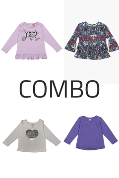 4 remeras manga larga - Kids Girls (Combo 88)
