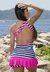 Ref. V905 - Vestido Poliamida Listrado Preto com Detalhe Pink e bojo - comprar online