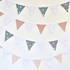 Banderines lienzo gris con estrellas y puntos - comprar online