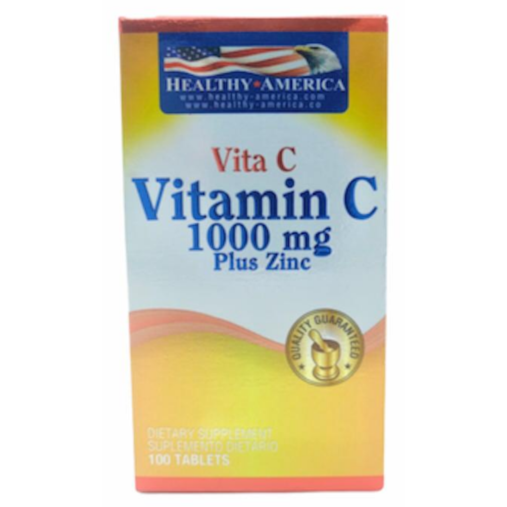 Vitamina C 1000mg Zinc X100 Tabletas Healthy America