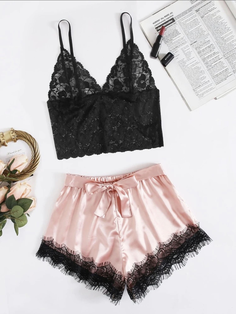 PIJAMA SEDA MOLLY (SHORT + BRALETTE) - Compulsiva