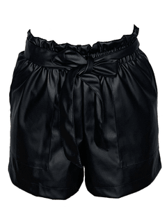 shorts couro eco preto