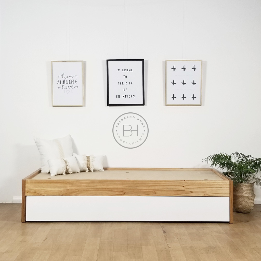 cama nordica con carrito elevable 1 plaza laqueado para chicos