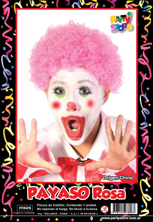 Payaso Roses PELUCA PAYASO ROSA - Comprar en Cotillon la Morena