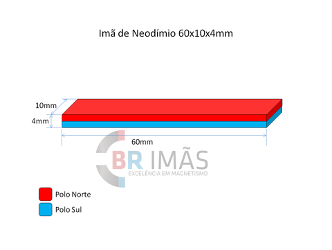 Imã Neodímio N35 60x10x4mm - Bloco - comprar online