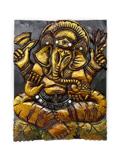 Cuadro Ganesh en madera - Dorado APM78000