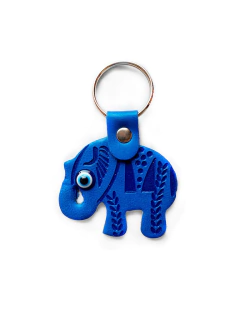 Llaveros elefante en cuero - Azul