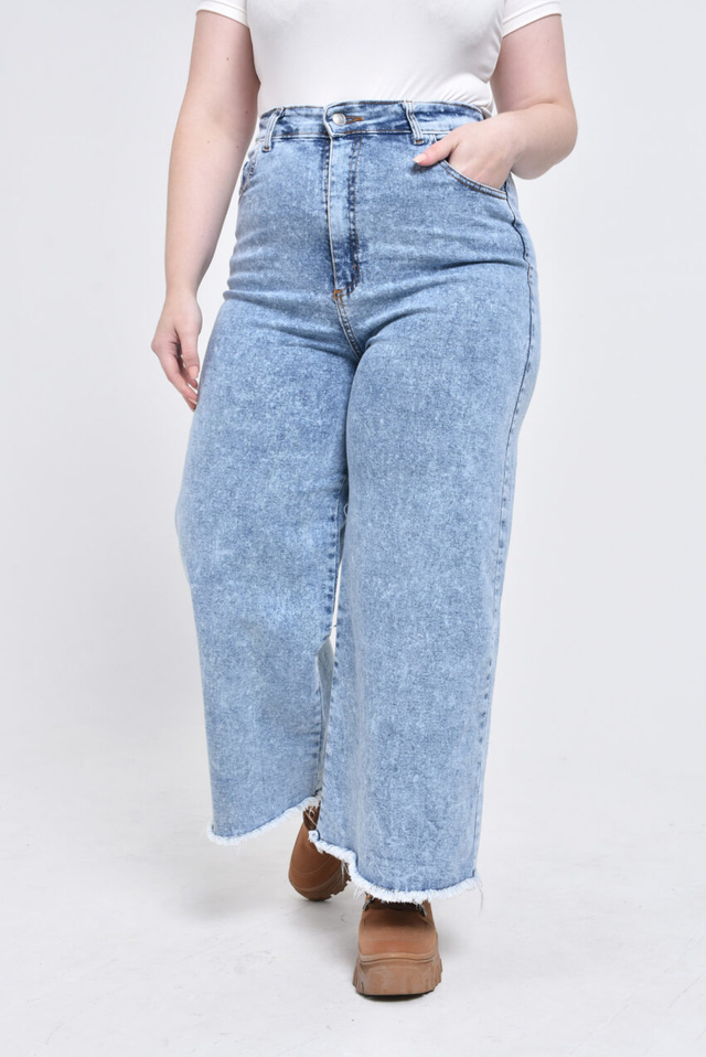 Jean palazzo nevado estilo pantalon wide leg talles grandes San Miguel
