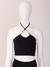 Top para atar al cuello color negro con mostacillas tiritas 