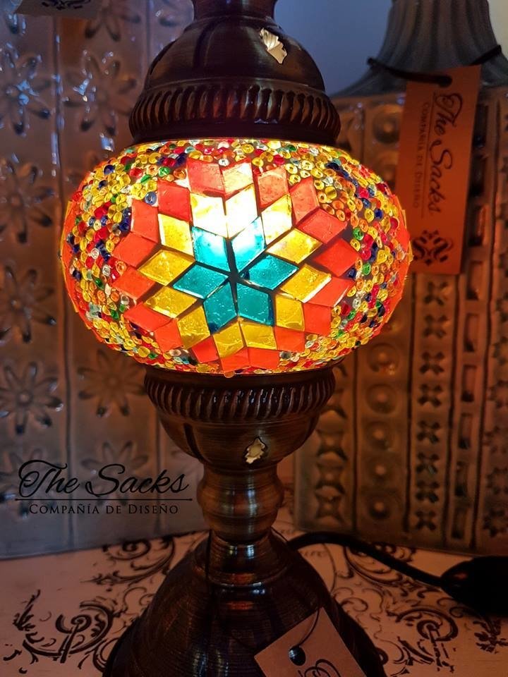 Lámpara turca pie recto Multicolor 30cm