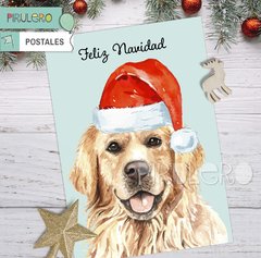 Postal Imprimible Navidad :perro Golden Retriever 2