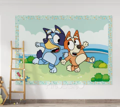 Banner Imprimible Bluey celeste Sin Texto