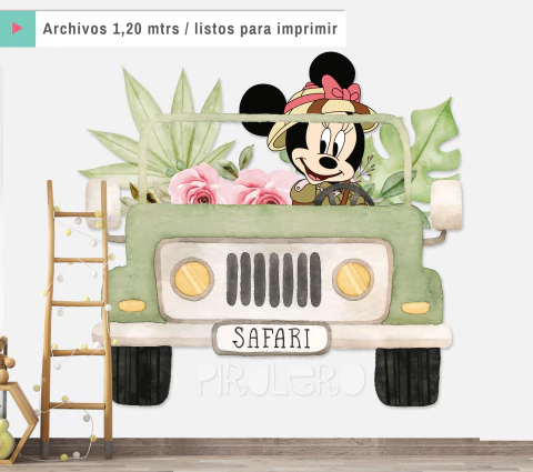 Banner Imprimible Minnie Safari Jeep Rosa Figura Para Imrimir de safari en venta Banner Imprimible Minnie Safari Jeep Rosa Figura Para Imrimir
